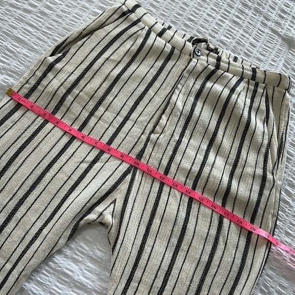 Zara TRF Womens Cotton Pants Cream Black Striped High Waisted Trousers Sz S New - Picture 13 of 17